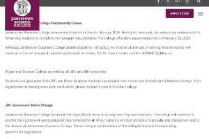 Jamestown Business College Website