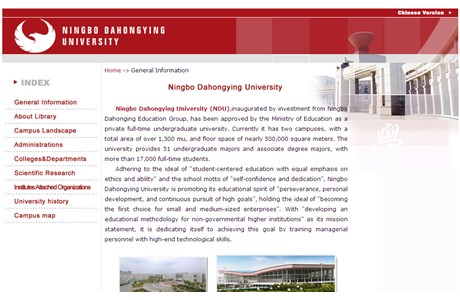 Ningbo Dahongying University Website