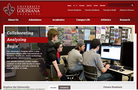 University of Louisiana at Lafayette Website