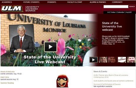 University of Louisiana at Monroe Website