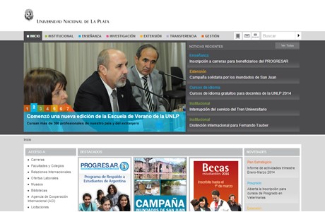 National University of La Plata Website