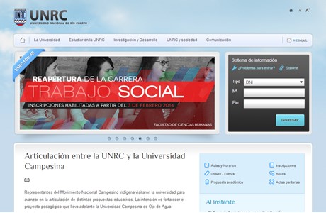 National University of Río Cuarto Website