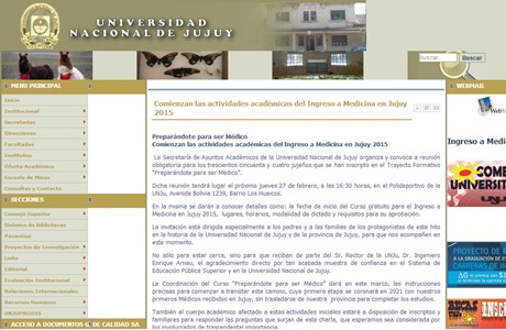 National University of Jujuy Website