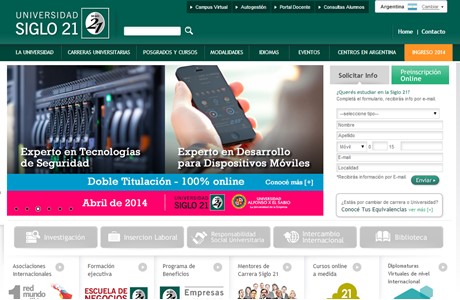 Siglo 21 Business University Website