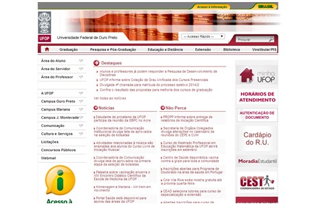 Federal University of Ouro Prêto Website