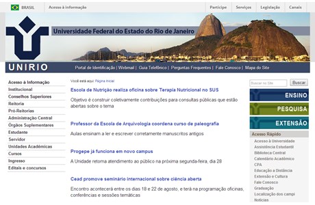 Federal University of State of Rio de Janeiro Website