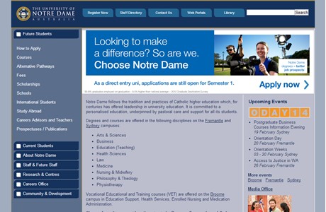 The University of Notre Dame Australia Website