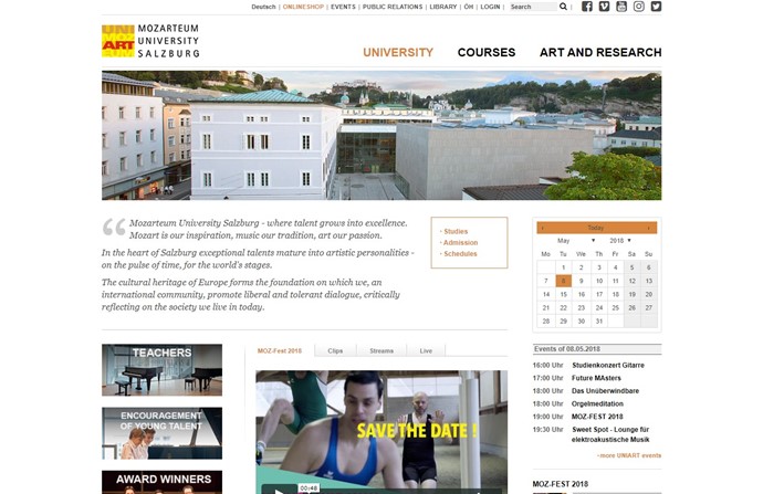 Mozarteum University of Salzburg Website