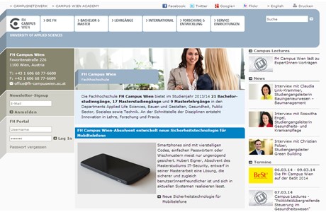 FH Campus Wien, University of Applied Sciences Website