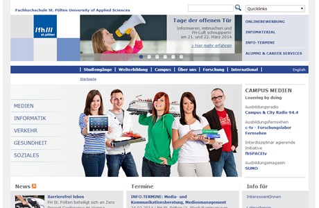 St. Pölten University of Applied Sciences Website