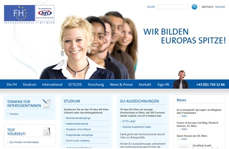University of Applied Sciences bfi Vienna Website