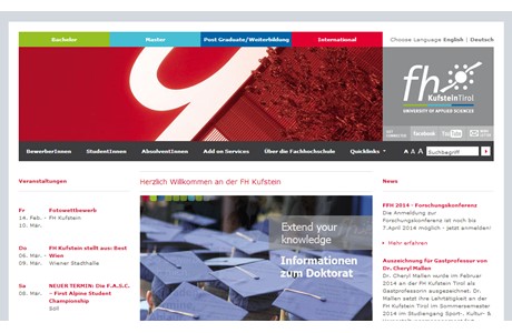 Kufstein University of Applied Sciences Website