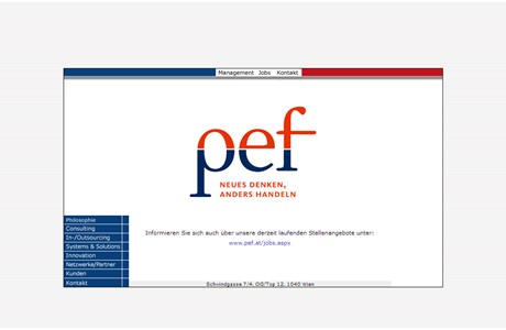 PEF Private University for Management Website