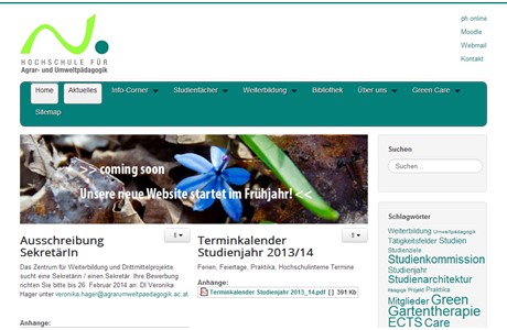 University for Agricultural and Environmental Teacher Training Website