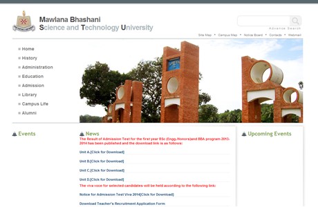Mawlana Bhashani Science and Technology University Website
