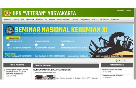 Pembangunan National Veteran University, Yogyakarta Website
