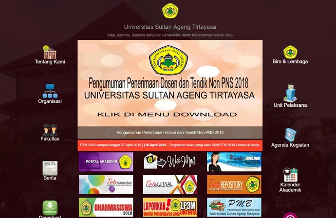 Sultan Ageng Tirtayasa University Website