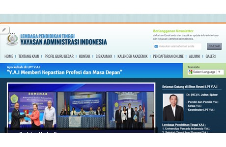 YAI Persada Indonesian University Website
