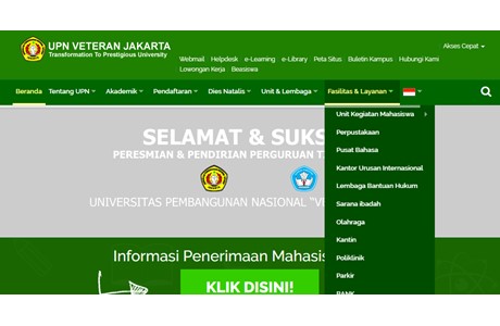 Pembangunan National Veteran University, Jakarta Website