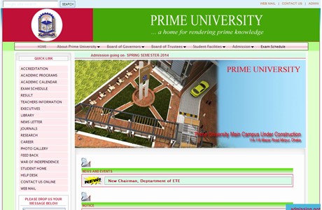 Prime University Website