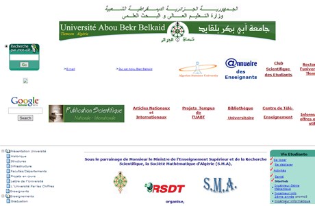 Aboubekr Belkaid University, Tlemcen Website