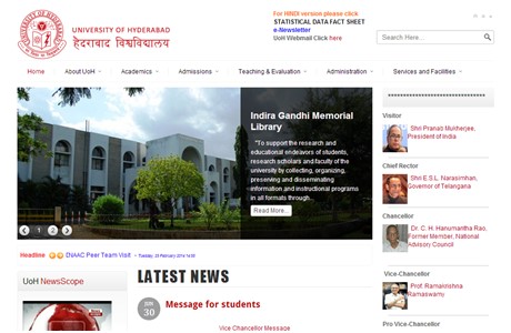 University of Hyderabad Website