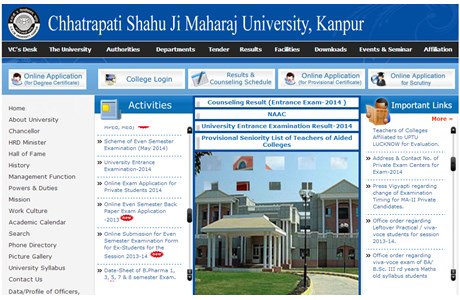 Chhatrapati Shahu Ji Maharaj University Website