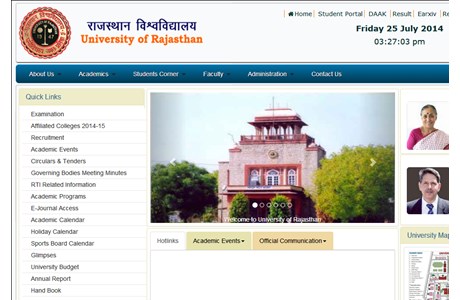 University of Rajasthan Website