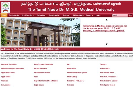 Tamil Nadu Dr.M.G.R.Medical University Website