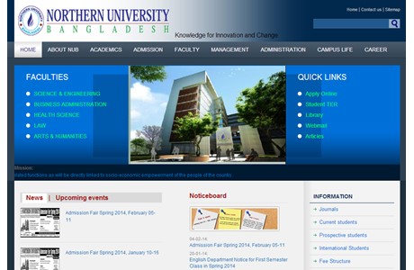 Northern University Bangladesh Website