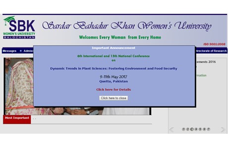 Sardar Bahadur Khan Women's University Website
