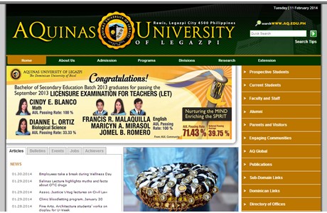 Aquinas University of Legazpi Website