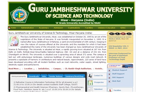Guru Jambheshwar University of Science & Technology Website