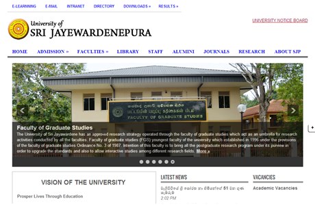 University of Sri Jayawardenapura Website