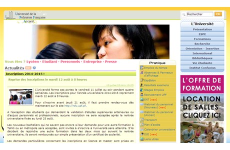 University of French Polynesia Website