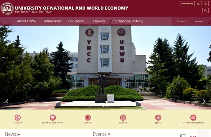 University of National and World Economy Website