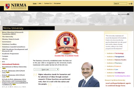 Nirma University of Science and Technology Website