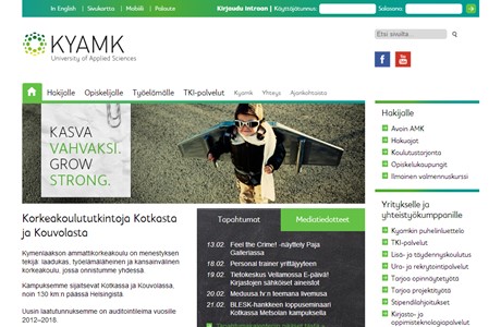 Kymenlaakso University of Applied Sciences Website