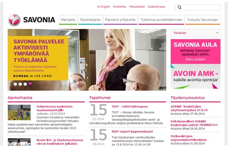 Savonia University of Applied Sciences Website
