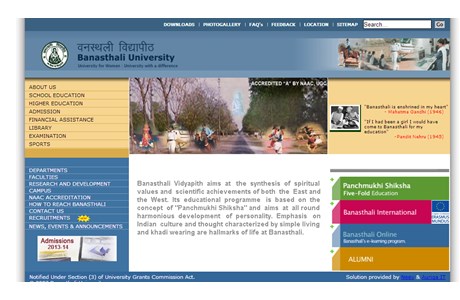 Banasthali University Website