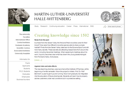 Martin Luther University of Halle-Wittenberg Website