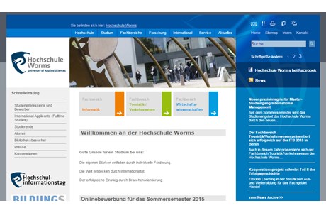 Worms University of Applied Sciences Website