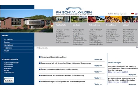 Schmalkalden University of Applied Sciences Website