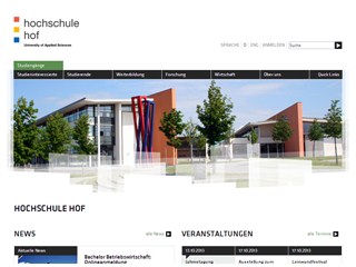 Hof University of Applied Sciences Website