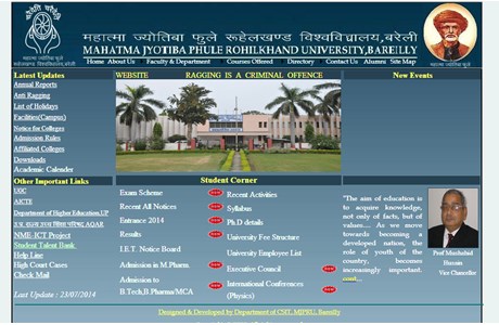 Mahatma Jyotiba Phule Rohilkhand University Website