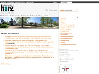 Hochschule Harz University of Applied Sciences Website
