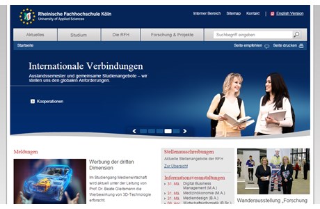 Köln University of Applied Sciences Website