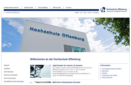 Offenburg University of Applied Sciences Website