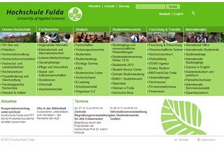 Fulda University of Applied Sciences Website