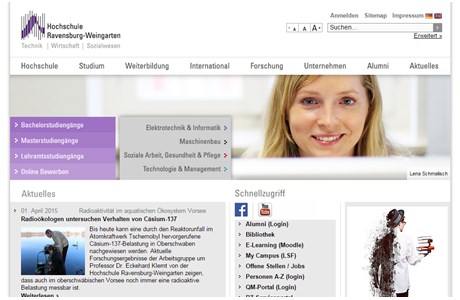 Ravensburg-Weingarten University of Applied Sciences Website